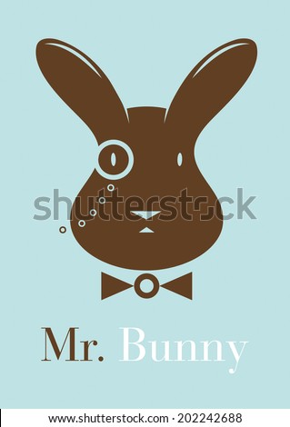 Funny vector graphic bunny head illustration 