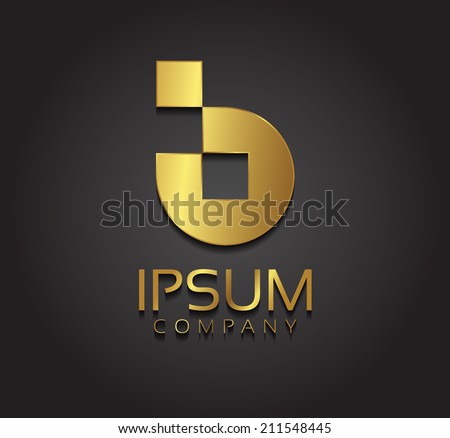 Vector graphic golden B letter symbol with sample text