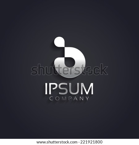 Vector graphic silver B letter symbol with sample text