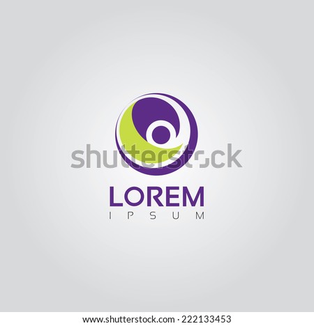 Vector graphic abstract circle purple and green symbol with sample text 
