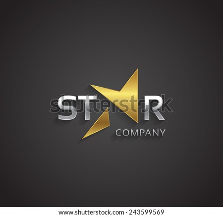 Vector graphic golden and silver elegant star symbol for your company