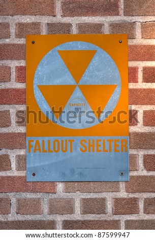 Fallout Shelter - sign on brick wall