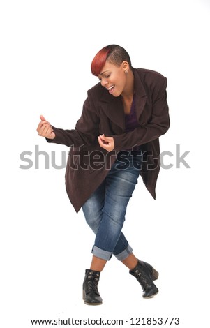 Young African American Female Dancer Snapping Her Fingers In A Dance ...