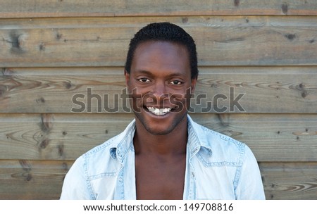 Closeup portrait of an attractive black man smiling