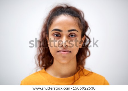 Similar – Image, Stock Photo Close-up portrait of serious black man looking down.