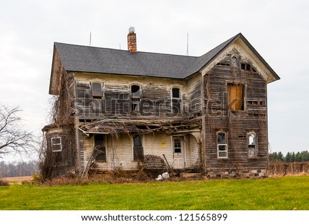 An old house slowly falls down