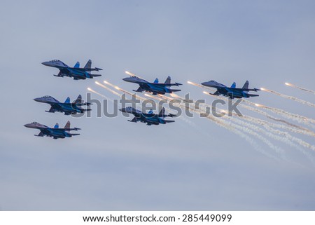25.04.15 Military aircraft in the sky at an air show, \