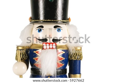 Nutcracker from waist up isolated on white