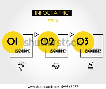 yellow square infographic three options, linear concept