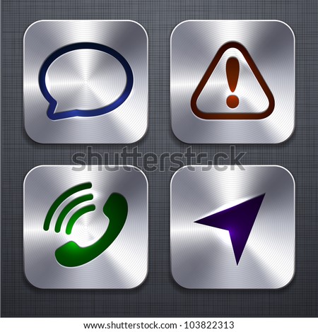 Vector illustration of high-detailed apps icon set over linen texture.