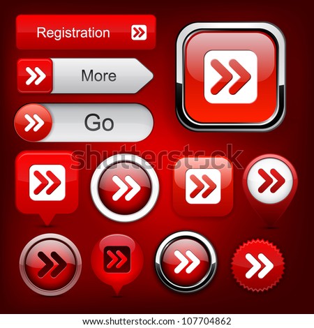 Forward red design elements for website or app. Vector eps10.