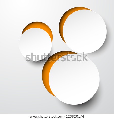 Vector illustration of white paper notched out round bubbles. Eps10.