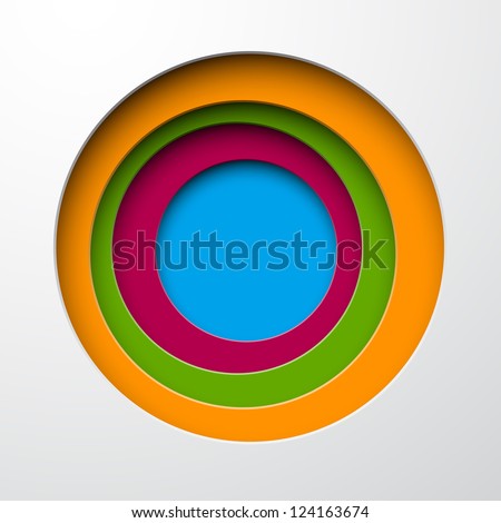 Vector illustration of color paper notched out round bubbles. Eps10.