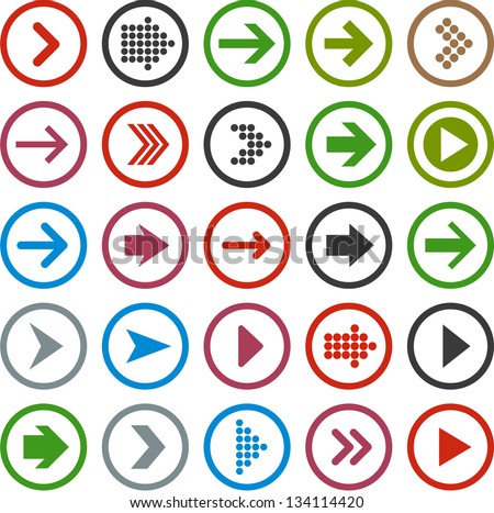 Vector Illustration Of Plain Round Arrow Icons. Eps10. - 134114420 ...