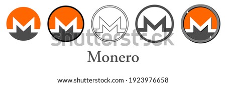 Set of monero crypto currency icons. Vector illustration.