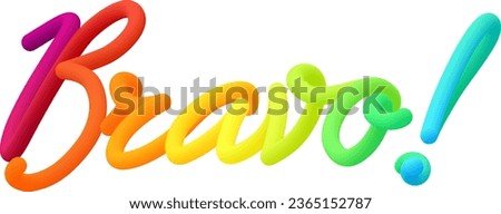 Bravo fluid text with dynamic curved lines made of blended colorful circles. Vector illustration.