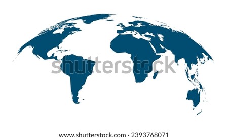 Blue curved World map contours on white background. Made for world news and articles. Vector illustration.