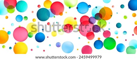 A lively composition of colorful orbs in various hues floating freely, with a sense of playful movement and a cheerful, festive atmosphere.