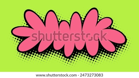 A vivid, wide-format pop art image featuring neon pink flowers with bold outlines against a bright lime green background, dotted with classic halftone shading for a striking visual effect.