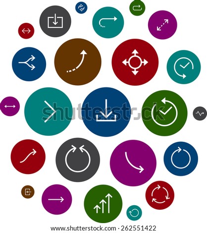 Cloud collection of round flat modern arrow icons. Vector illustration. 