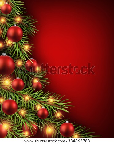 Christmas Red Background With Christmas Tree. Vector Illustration ...