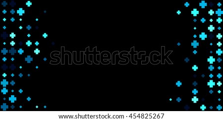 Black abstract background with blue plus signs. Vector illustration.