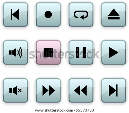 Player  set of square dim icons.