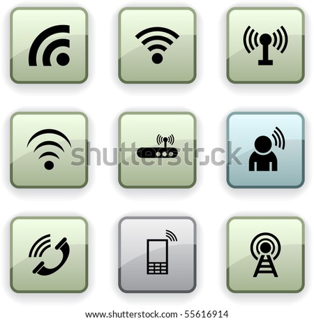 Communication  set of square dim icons.