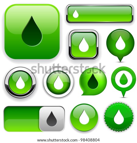 Droplet green design elements for website or app. Vector eps10.