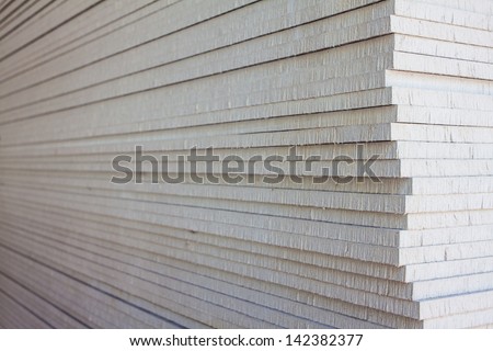 Stack of gypsum board preparing for construction