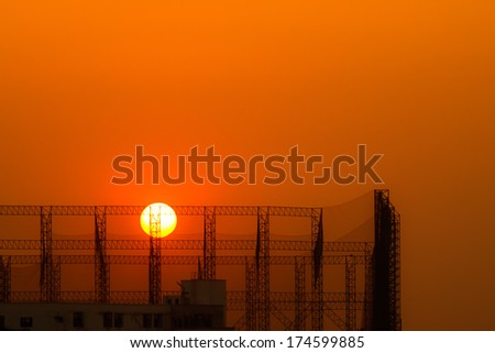 Sunset see through construction site