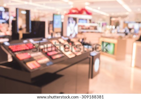 Abstract Blur of cosmetic store with bokeh for background