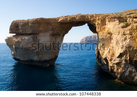 The Azure Window, a rock formation at the west coast of Gozo, one of the Maltese Islands