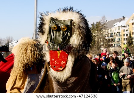 VILLACH, AUSTRIA - FEBRUARY 13: Strange animals took the street at the annual carnival procession held on Feb. 13, 2010  in Villach, Austria. Participants come from Austria, Italy and Slovenia.
