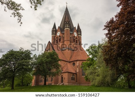 The St.Pauls Church in Halle, a protestant church with a brick gothic architecture.