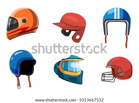Sport helmet icon set. Cartoon set of sport helmet vector icons for web design isolated on white background