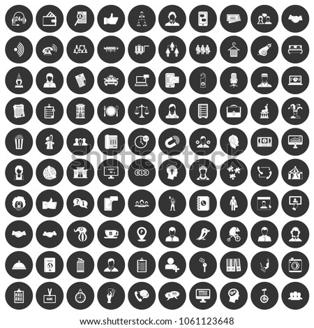 100 coherence icons set in simple style white on black circle color isolated on white background vector illustration