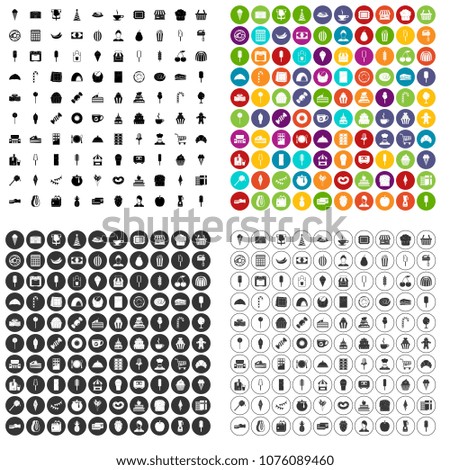 100 dessert icons set vector in 4 variant for any web design isolated on white