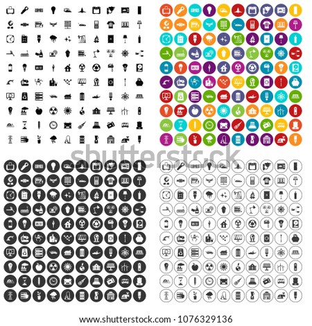 100 electricity icons set vector in 4 variant for any web design isolated on white