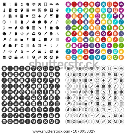 100 learning icons set vector in 4 variant for any web design isolated on white