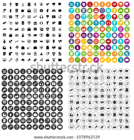 100 internet marketing icons set vector in 4 variant for any web design isolated on white