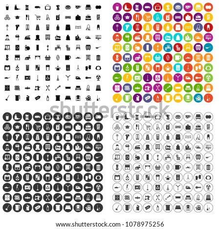 100 housework icons set vector in 4 variant for any web design isolated on white