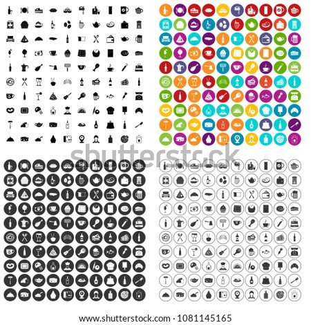 100 restaurant icons set vector in 4 variant for any web design isolated on white
