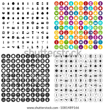 100 beverage icons set vector in 4 variant for any web design isolated on white