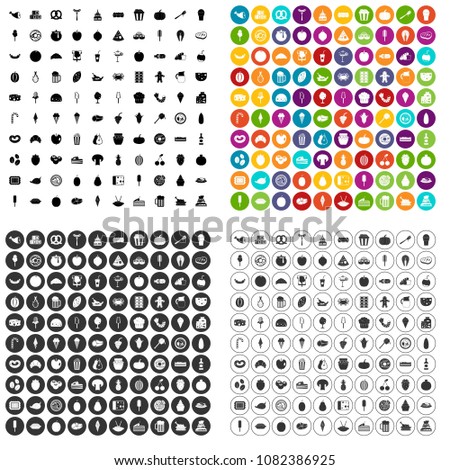 100 tasty food icons set vector in 4 variant for any web design isolated on white