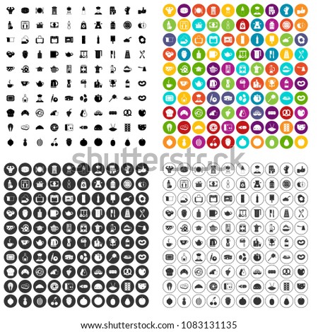 100 breakfast icons set vector in 4 variant for any web design isolated on white