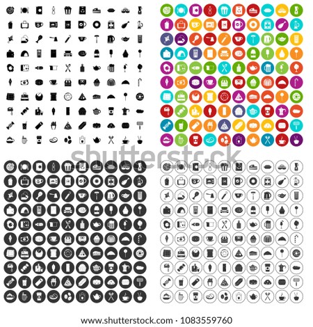 100 cafe icons set vector in 4 variant for any web design isolated on white