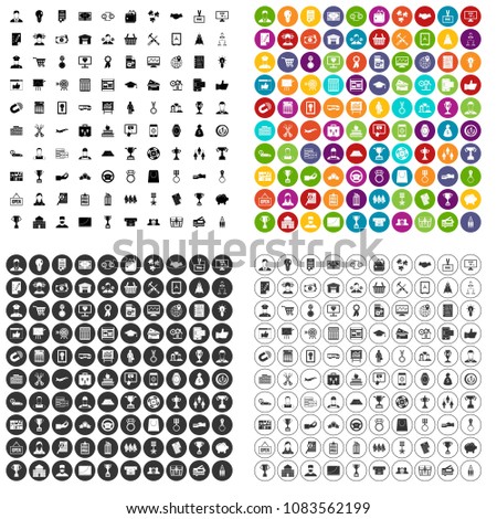 100 business career icons set vector in 4 variant for any web design isolated on white
