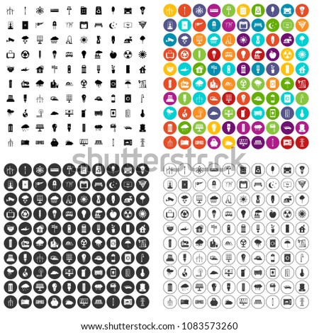 100 windmills icons set vector in 4 variant for any web design isolated on white