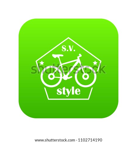 SV bike style icon green vector isolated on white background